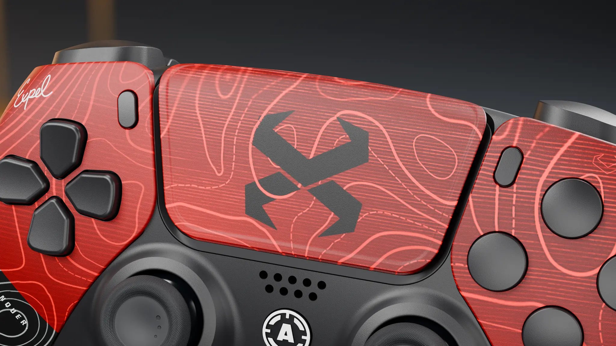 Expel mark on the red topographic touchpad