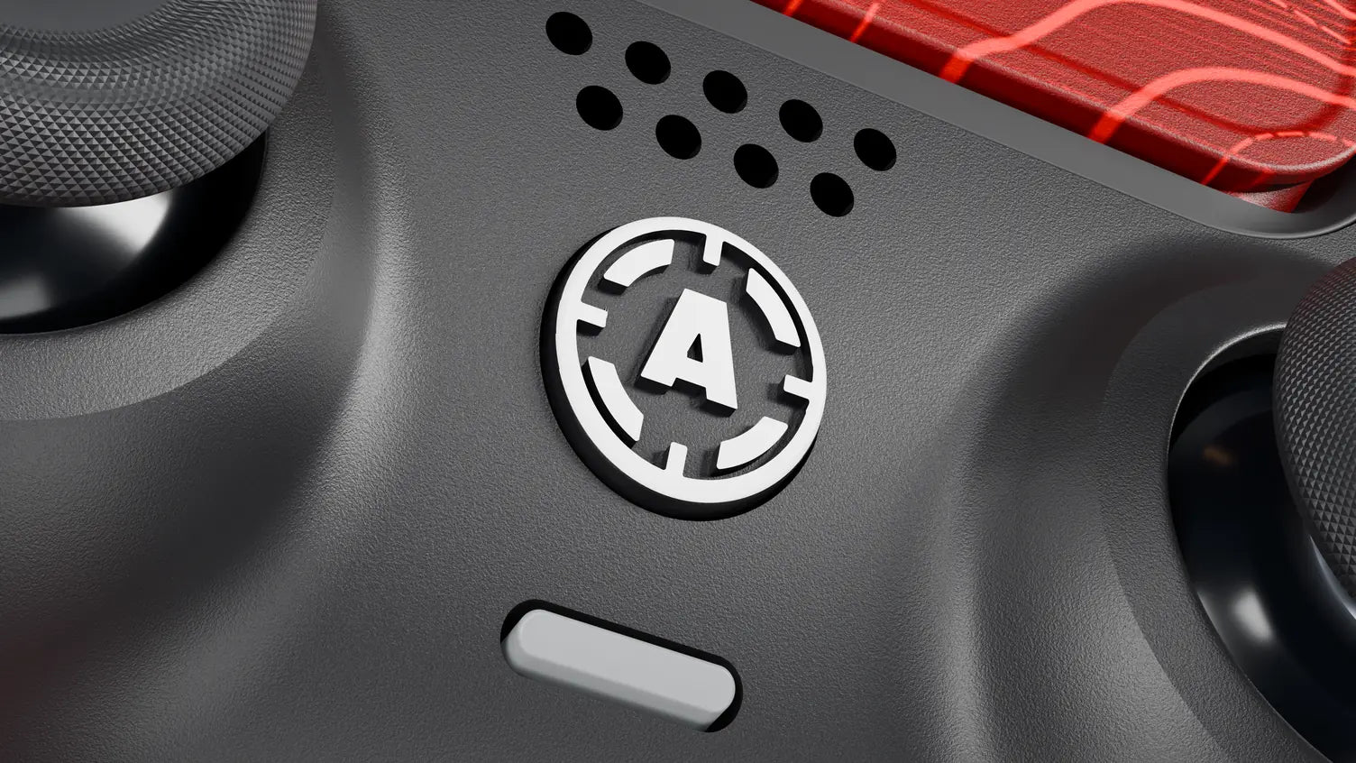 White AIM badge between the sticks