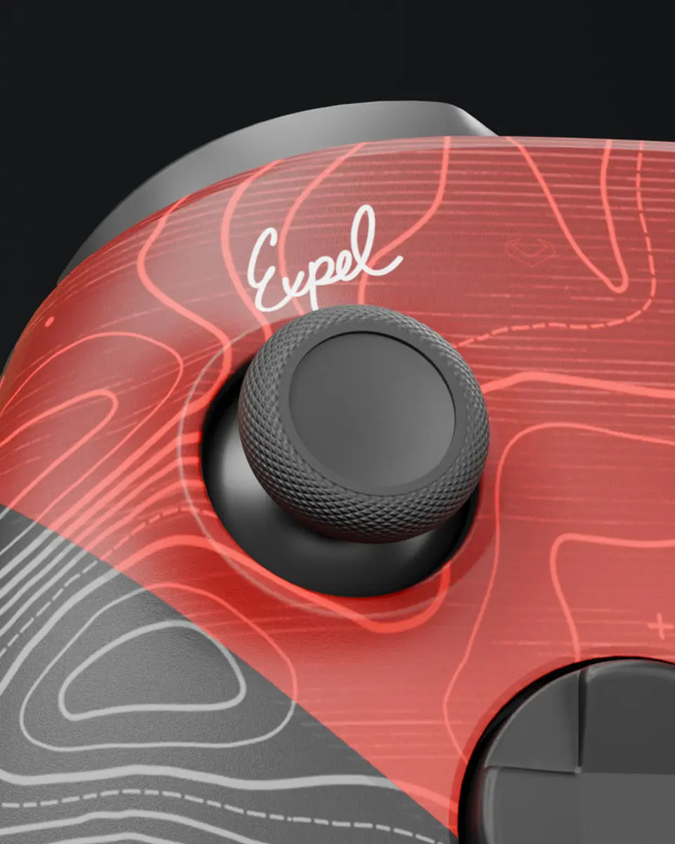 TMR thumbstick under the Expel signature on the Xbox edition