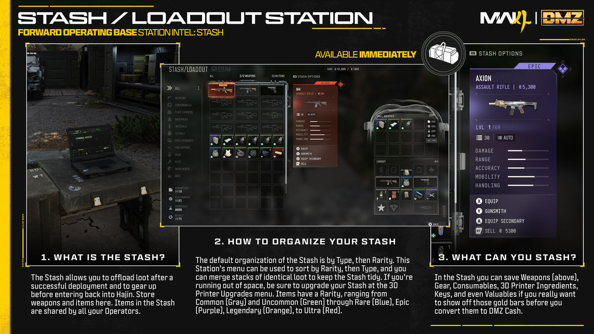 The Stash and Loadout screen