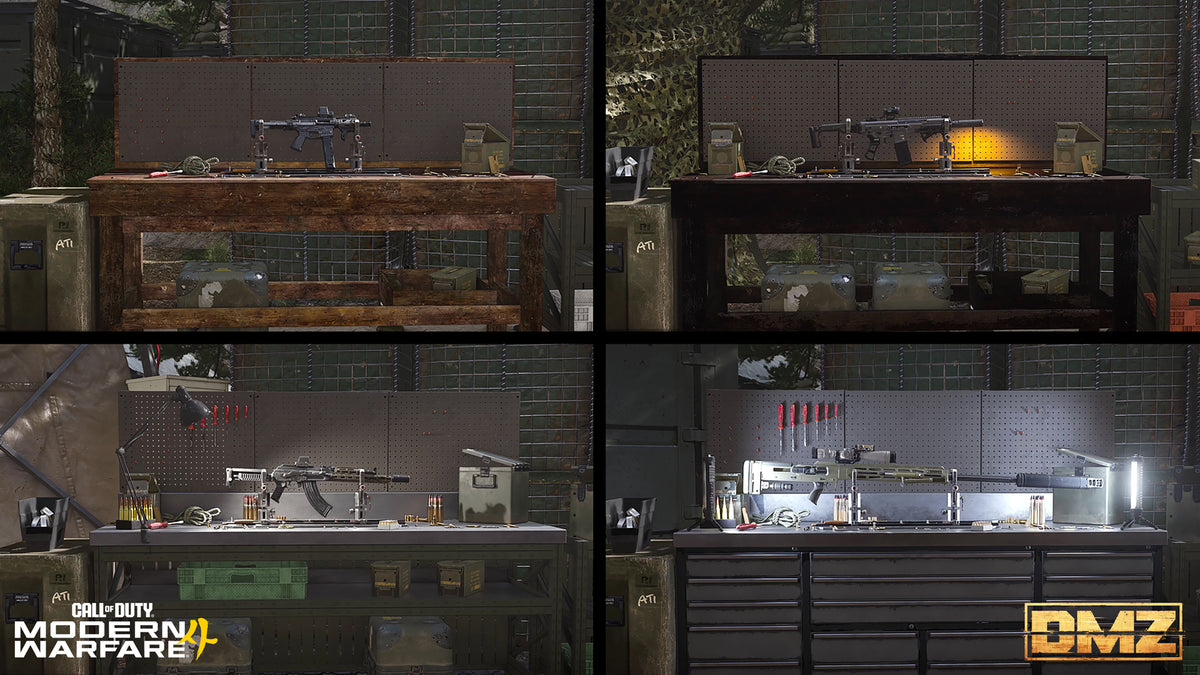 Weapon benches and lockers inside the FOB