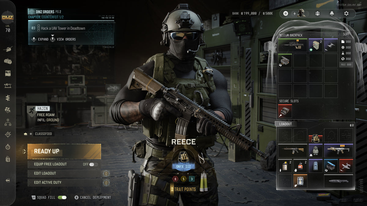The Ready Up screen with the Loadout, Operator and Squad Fill