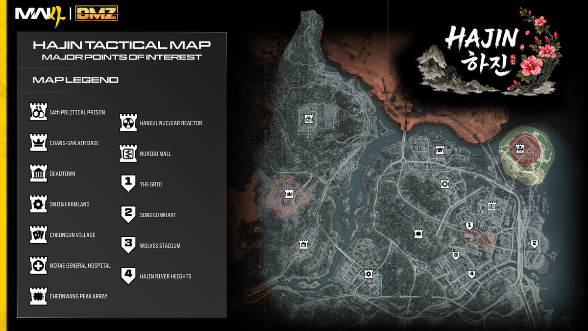 The Hajin Tac-Map with its legend of major points of interest