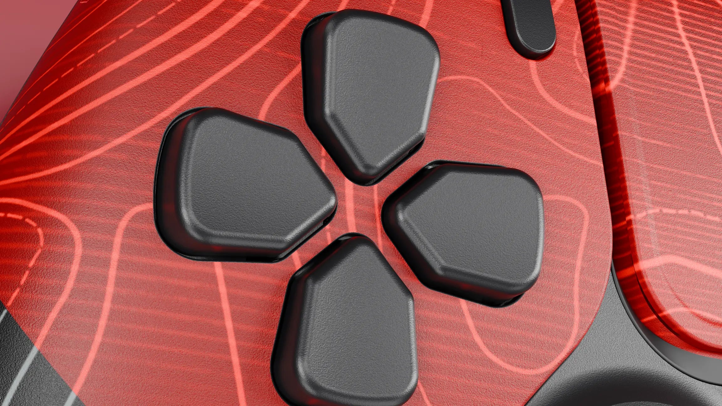 Digital D-pad on the red topographic shell