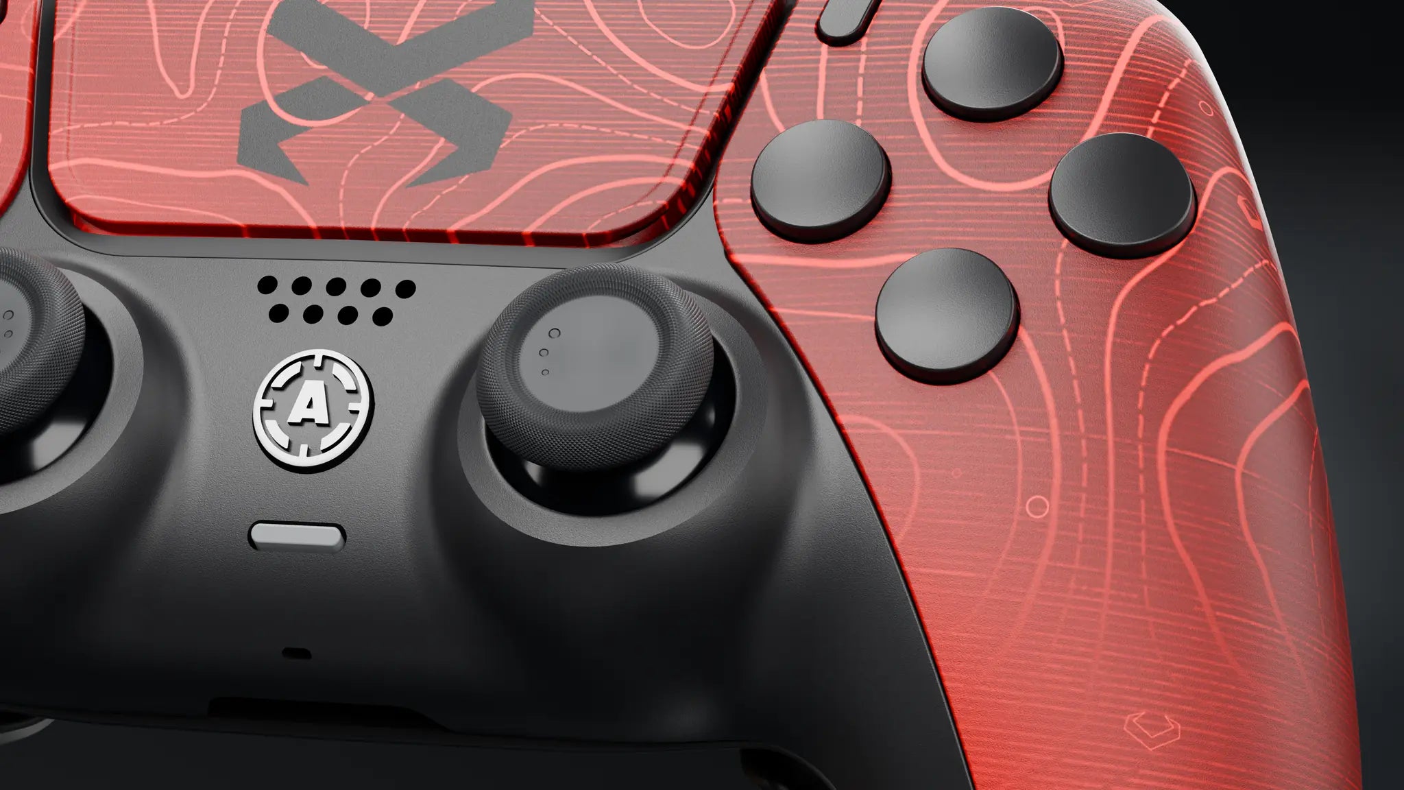 Close-up of the Expel Pro+ right thumbstick and face buttons